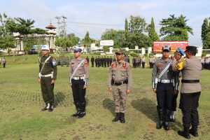 Amankan NATARU, Polres Lampung Utara menggelar Apel Gelar Pasukan OPS Lilin Krakatau.