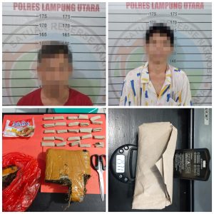 Dua Tersangka Pengedar Daun Ganja Kering di Ringkus Satres Narkoba Polres Lampung Utara