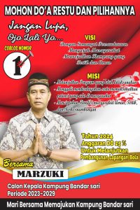 Marzuki,Kembali Mencalonkan Sebagiai Kepala Kampung Bandar sari Berjanji Akan Memprioritaskan Kepentingan Masyarakat.