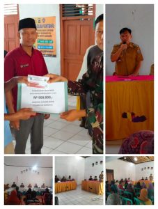 Camat Baradatu Hadiri Pembagian BLT Dana Desa sebanyak 41 KPM di Kampunbg Gunung Katun.