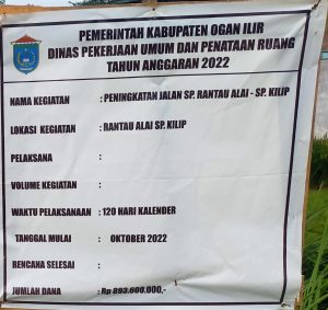 Proyek Jalan Cor Beton Wilayah Ogan Ilir Kecamatan Rantau Alai Diduga Dikerjakan Asal Jadi