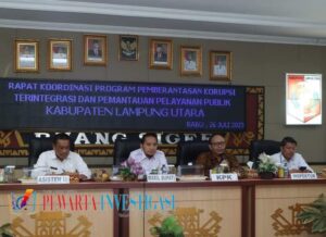 Wakil Bupati Lampung Utara Hi. Ardian Saputra, S.H., Membuka Rapat Koordinasi Program Pemberantasan Korupsi Terintegrasi dan Pemantauan Pelayanan Publik