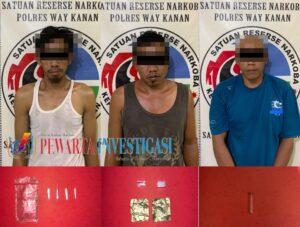Dalam Waktu 7 Jam, 3 Diduga Pelaku Tindak Pidana Narkoba Diringkus Satresnarkoba Polres Way Kanan