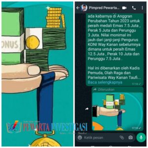 Waduh…. siap-siap kecewa atlit peraih medali di Porprov ke IX Lampung Tahun 2022, merosot nilainya untuk peraih emas dianggarkan Rp.7.5 Juta