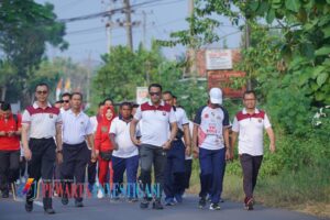 Semangat Kemerdekaan, Polres Lampung Utara Gelar Olah Raga Bersama TNI