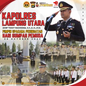 Kapolres Lampung Utara Pimpin Upacara Peringatan Hari Sumpah Pemuda Ke- 95 Tahun 2023