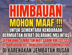 Jembatan Way Sabuk Jalinteg Rusak Parah, Ini Himbauan Polres Lampung Utara