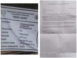 Pengalihan Proyek Jembatan Alokasi fisik Dana Desa 2023 yang baru di mulai pada tahun 2024 Di Pertanyakan Kan Kelompok Tani Bersama BPD