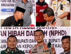 MoU NPHD Bupati Kaur, Kapolres Kaur, Dandim 0408/BSK, & Danpos AL Linau Untuk Pengamanan Pilkada 2024.