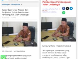 Diduga kuat media patriot co.id dan media Intinews com membeking kades Ogan Lima