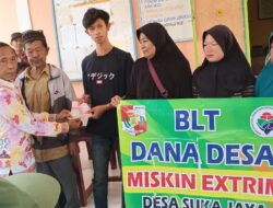 Kepala Desa Suka Jaya kecamatan Sungkai Jaya,Laksanakan Bagikan Bantuan Langsung Tunai (BLT-DD)