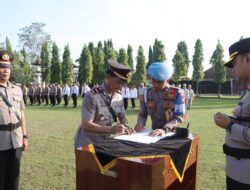 Rotasi Jabatan, Kapolres Lampung Utara Pimpin Upacara Penyerahan Jabatan Kabag Ops dan Serah Terima Jabatan Dua Kapolsek