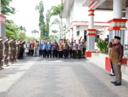 Pemkab Lampung Selatan Menggelar Upacara Penerimaan Wakil Bupati, M. Syaiful Anwar. Upacara digelar Sederhana oleh Pamong Praja