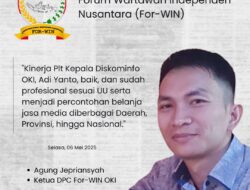 For-WIN Apresiasi Kinerja Profesional Plt Kadis Kominfo OKI: Sesuai Undang-Undang dan Layak Jadi Percontohan