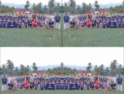 Ahmad Kahiruman, SE. M., SI, Irawan Sumantri SE.,Sy & APDESI Serahkan Tiang Gawang Mini Soccer Kepada Karang Taruna Kecamatan Kinal