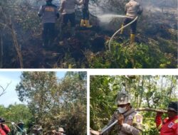 Polsek Dumai Barat Upayakan Pemadaman Dan Pendinginan Karhutla Di Dua Lokasi Kelurahan Bagan Keladi Kecamatan Dumai Barat
