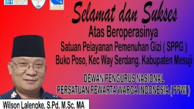 Ketua DPN PPWI Wilson Lalengke Ucapkan Selamat Atas Launchingnya Dapur SPPG di Kabupaten Mesuji, Lampung