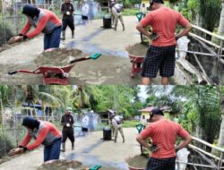 Penyiraman Aspal Jalan Rabat Beton Desa Pinang Jawa 1 Tahun 2024 Rampung