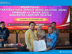 Komisi Pemilihan Umum (KPU) Kabupaten Lampung Selatan resmi menetapkan jumlah daftar pemilih berkelanjutan Triwulan III Tahun 2025 Sebanyak 805.283 Jiwa