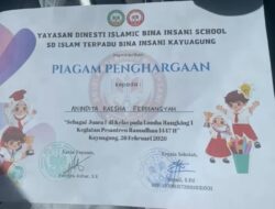 SD IT Bina Insani Kayuagung Berikan Penghargaan untuk Anindita Raesha Ferdiansyah, Juara 1 Lomba Pesantren Ramadhan, Orang Tua Siswa Ucapkan Terima Kasih