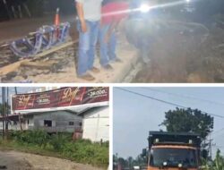 Akibat Ditabrak Truk Pipa Induk Penyambungan PDAM Depan Terminal AKAP Dumai Bocor Dan Rusak Parah