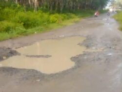 Jalan di Desa Padang Ratu Lampung Utara Seperti Kolam Ikan Lele Perlu Perbaikan