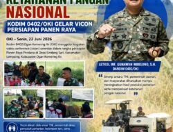 Dukung Ketahanan Pangan Nasional, Kodim 0402/OKI Gelar Vicon Persiapan Panen Raya