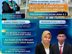 IAI Al-Hikmah Lampung Buka Pendaftaran Program Pascasarjana M.Pd. Tahun Akademik 2026
