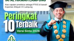Ucapan Syukur Alhamdulillahi Oleh Rektor Dr. H.Aly Murtadlo ,M.Pd.I. Berhasil masuk dalam jajaran *10**PTKIS* Terbaik di bawah Kopertais Wilayah XV Lampung