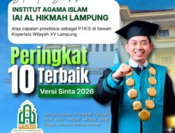 Ucapan Syukur Alhamdulillahi Oleh Rektor Dr. H.Aly Murtadlo ,M.Pd.I. Berhasil masuk dalam jajaran *10**PTKIS* Terbaik di bawah Kopertais Wilayah XV Lampung