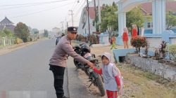 Antisipasi Gangguan Kamtibmas, Polsek Bumi Agung Pam Rawan Pagi di Depan SDN 1 Pisang Baru