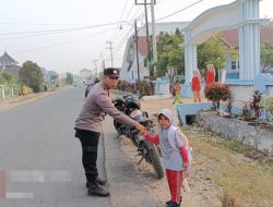 Antisipasi Gangguan Kamtibmas, Polsek Bumi Agung Pam Rawan Pagi di Depan SDN 1 Pisang Baru