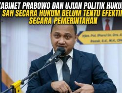Kabinet Prabowo Dan Ujian Politik Hukum: Sah Secara Hukum Belum Tentu Efektif Secara Pemerintahan* (Bagian 2 Terakhir)